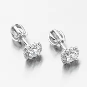 Náušnice vyrobené z bieleho zlata so zirkónmi DZF5541-B-ZIR