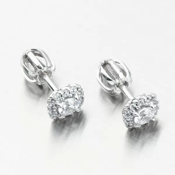 Náušnice vyrobené z bieleho zlata so zirkónmi DZF5541-B-ZIR