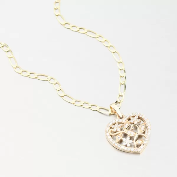 Zlatý prívesok srdiečko so zirkónmi 43-22425