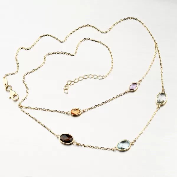 Zlatý náhrdelník s farebnými zirkónmi 144P-151373