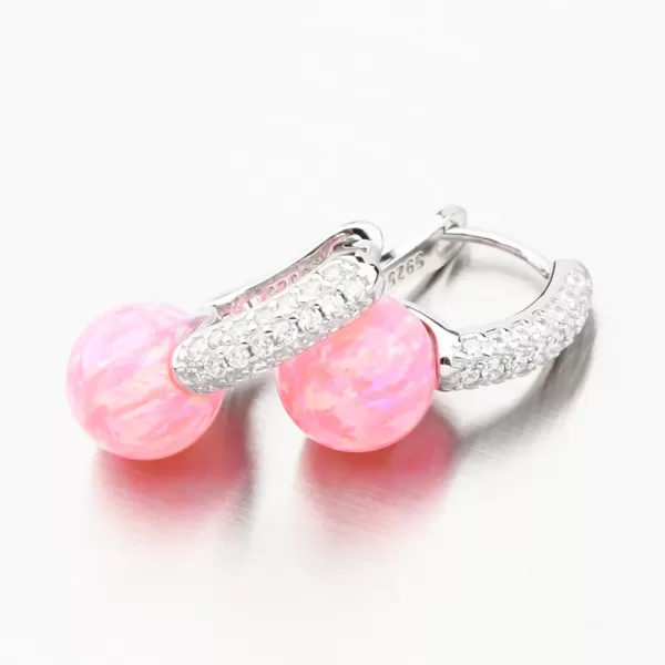 Strieborné náušnice s ružovým opálom a so zirkónmi PKL-2164