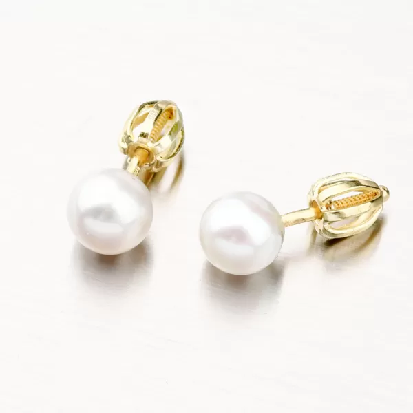 Dámske náušnice žlté zlato 585 perál 52GZ-3006Z-SR