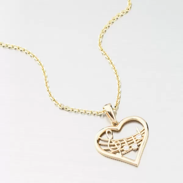 Zlatý prívesok srdca a noty GCA13-015