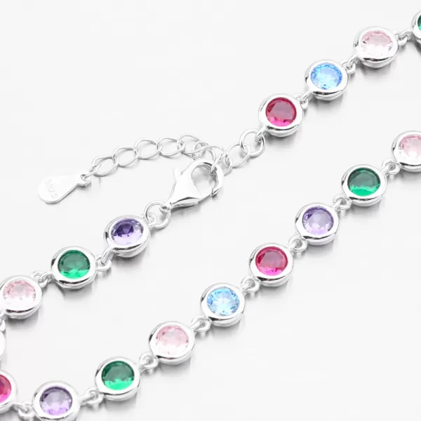 Strieborný náramok s farebnými zirkónmi PKL-4037