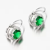 Strieborné náušnice so smaragdom a so zirkónmi UCST-121157