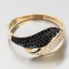 Zlatý prsteň s čiernymi a bielymi zirkónmi 11R-356