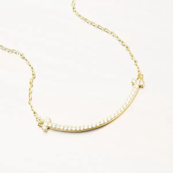 Strieborný pozlátený náhrdelník so zirkónmi PKL-5017