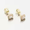 Zlaté náušnice kôstky so zirkónmi DZF5541-ZL-ZIR
