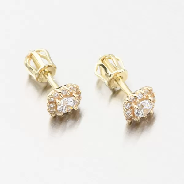 Zlaté náušnice kôstky so zirkónmi DZF5541-ZL-ZIR