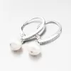 Strieborné náušnice s perlou a so zirkónmi UCST-12862