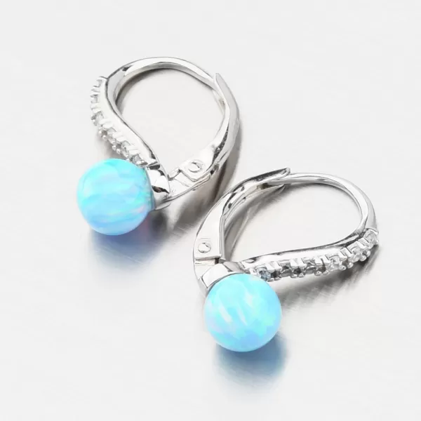 Strieborné náušnice so svetlo modrým opálom a so zirkónmi PKL-2170