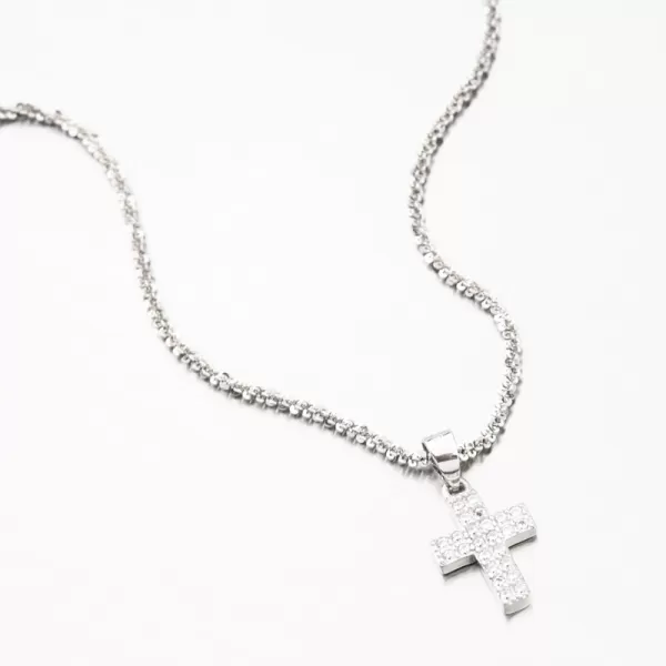 Strieborný kríž so zirkónmi HST-13287