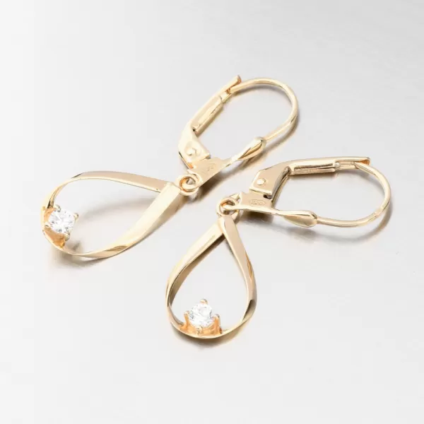 Zlaté visiace náušnice so zirkónom 12R-731