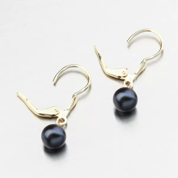 Zlaté náušnice s čiernou perlou 52GZ-3016-ZL-KL-Black