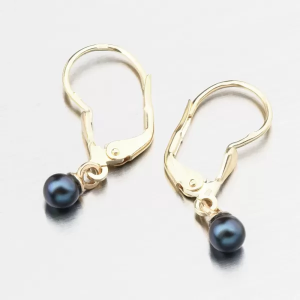 Zlaté náušnice s čiernou perlou 52GZ-3014-ZL-KL-Black