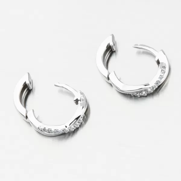 Náušnice Biele zlaté kruhy so zirkónmi DZF4104-B-ZIR