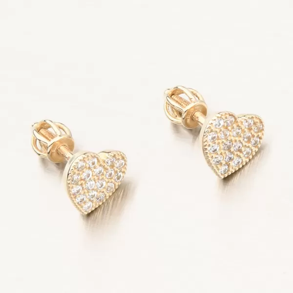Dámske náušnice žlté zlato 585 srdce so zirkónmi 663P-120440