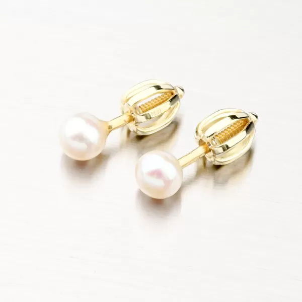 Dámske náušnice žlté zlato 585 s perlou 52GZ-3004Z-SR