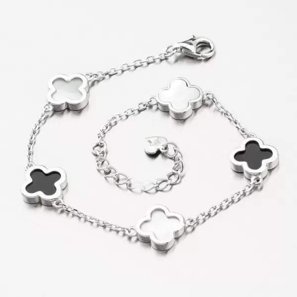 Strieborný dámsky náramok so štvorlístkami PKL-4015