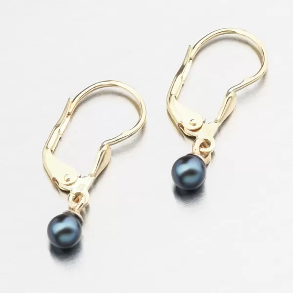 Zlaté náušnice s čiernou perlou 52GZ-3014-ZL-KL-Black