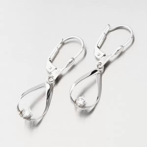 Visiace náušnice z bieleho zlata so zirkónom 12R-732