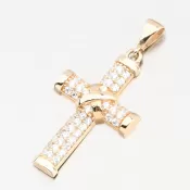 Zlatý prívesok kríž so zirkónmi 13R-423
