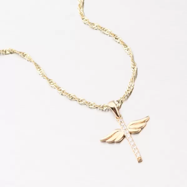 Zlatý kríž so zirkónmi a krídlami 43-22421