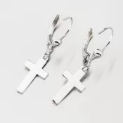 Visiace strieborné náušnice s krížom PKL-2174