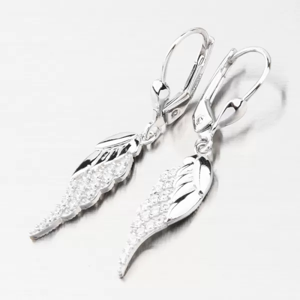 Visiace náušnice z bieleho zlata anjelské krídla GCA12-002