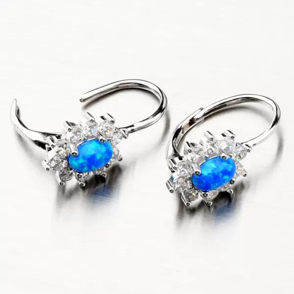 Strieborné náušnice s modrým opálom a so zirkónmi PKL-2148