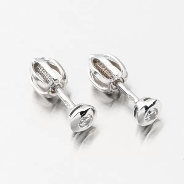 Náušnice kôstky z bieleho zlata so zirkónom DZF3670-B-ZIR