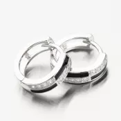 Strieborné kruhy so zirkónmi as čiernym zdobením PKL-2180