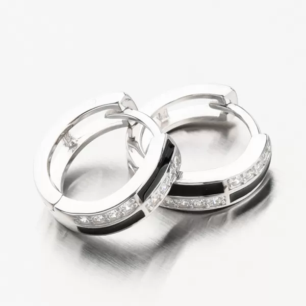Strieborné kruhy so zirkónmi as čiernym zdobením PKL-2180