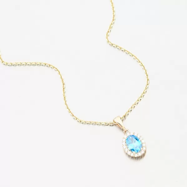 Dámsky prívesok zo žltého zlata 585 zirkón modrý topaz a 13R-429