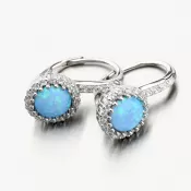 Strieborné náušnice s modrým opálom a so zirkónmi PKL-2124