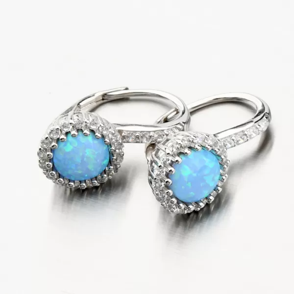 Strieborné náušnice s modrým opálom a so zirkónmi PKL-2124