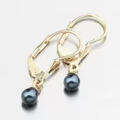 Zlaté náušnice s čiernou perlou 52GZ-3014-ZL-KL-Black