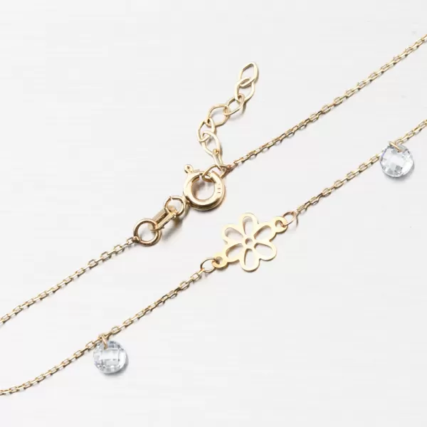 Zlatý náramok s kvetinami a kryštálmi PKL24-033