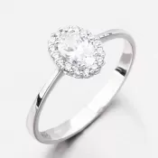 Prsteň bieleho zlata so zirkónmi 11R-352