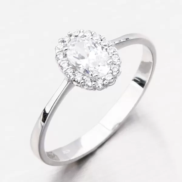 Prsteň bieleho zlata so zirkónmi 11R-352