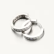 Obojstranné strieborné náušnice kruhy so zirkónmi PKL-2132