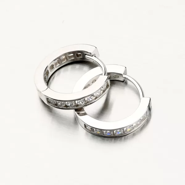 Obojstranné strieborné náušnice kruhy so zirkónmi PKL-2132