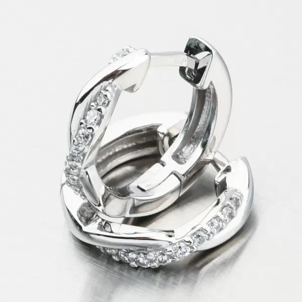 Náušnice Biele zlaté kruhy so zirkónmi DZF4104-B-ZIR