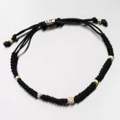 Black String Bracelet s guľou a zirkónmi 74-5196zl-čierny