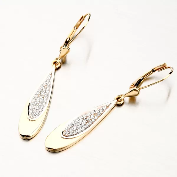 Zlaté visiace náušnice so zirkónmi 52GZ-8052Z-KL