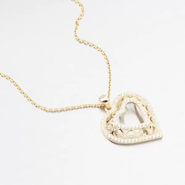 Pozlátené strieborné srdce so zirkónmi PKL-3168