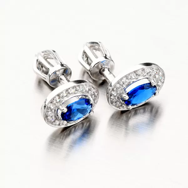 Dámske náušnice biele zlato 585 zirkón zafír 52GZ-8049B-SAF-SR