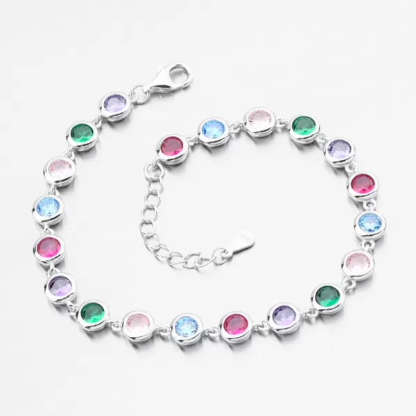 Strieborný náramok s farebnými zirkónmi PKL-4037
