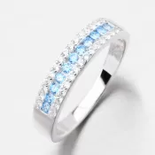 Dámsky prsteň striebro 925 so zirkónmi a akvamarínmi a PKL-1067