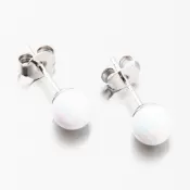 Strieborné náušnice kôstky s bielym opálom UPST-121736-6